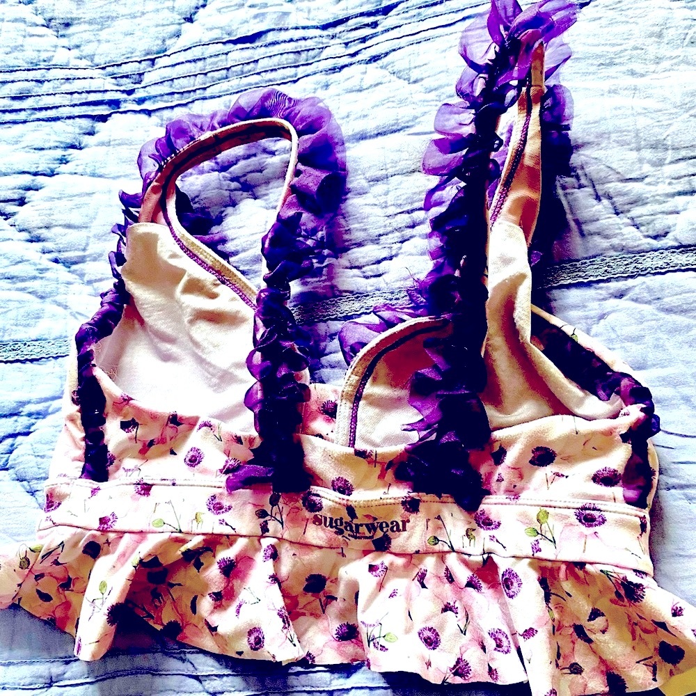 NEW SUGARWEAR Floral Purple Ruffle Bralette